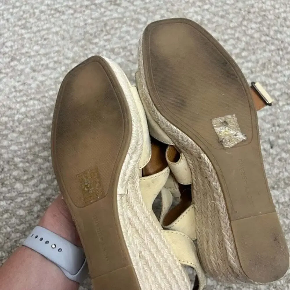 Lucky Brand  Mendona Espadrille Wedge Sandal heels size 7 cream tan